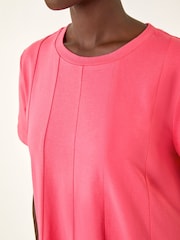 Roman Pink Cotton Panelled Swing Stretch Dress - Image 5 of 5