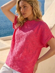 Roman Pink Textured Boxy T-Shirt - Image 1 of 4