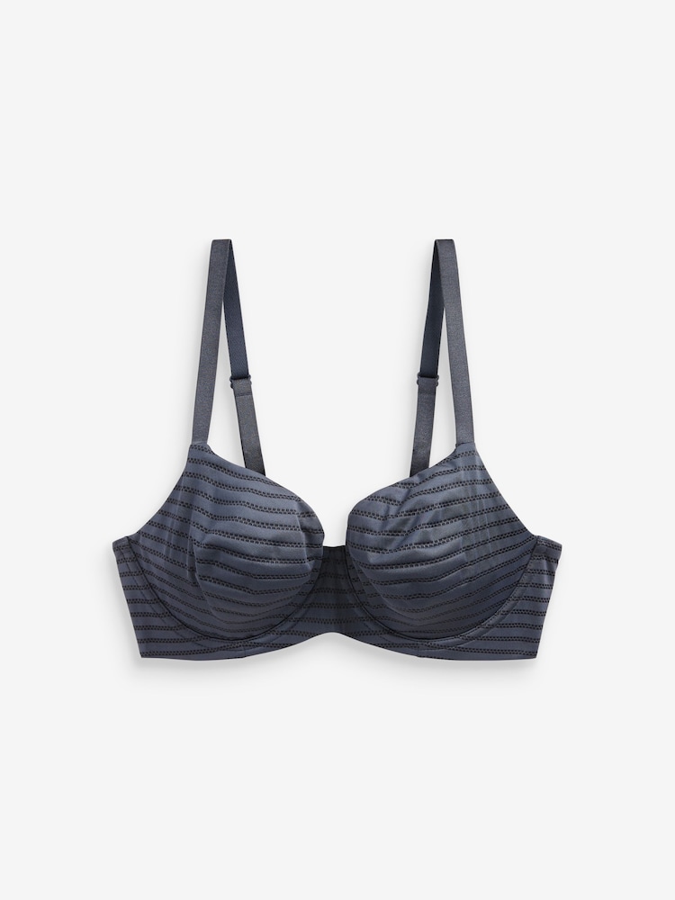Navy Blue/Pink/Cream Non Pad Balcony DD+ Stripe Bras 3 Pack - Image 5 of 5
