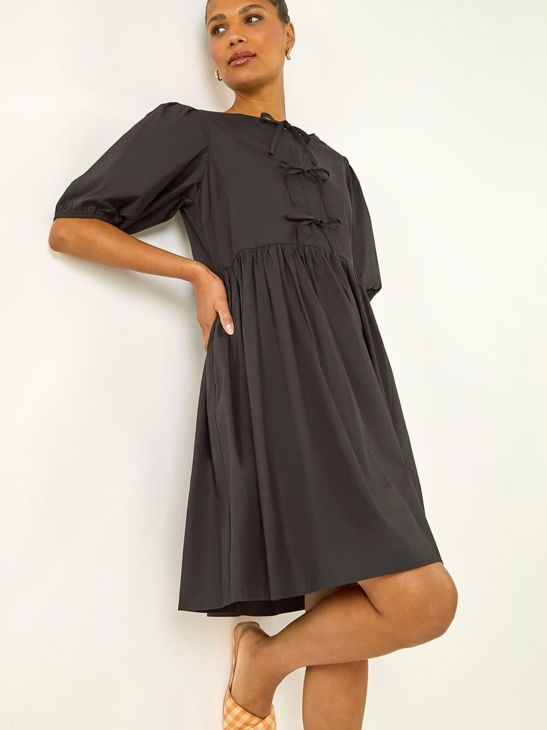 Buy Roman Black Tie Front Smock Dress from Next USA