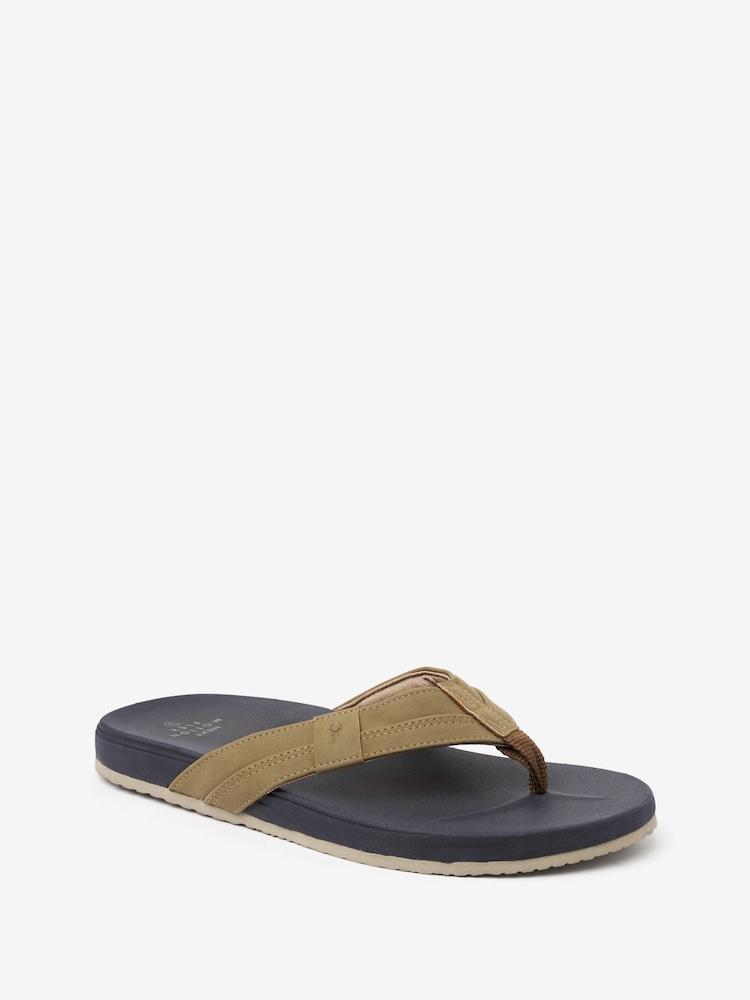 Taupe/Navy Motionflex Flip Flops - Image 3 of 5