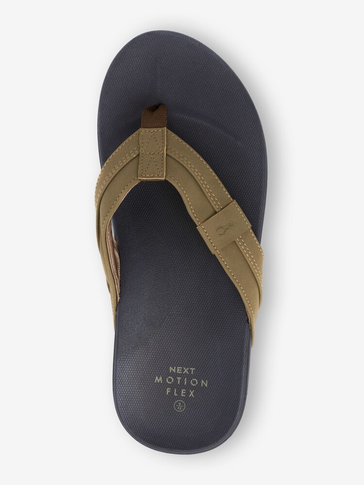 Taupe/Navy Motionflex Flip Flops - Image 4 of 5