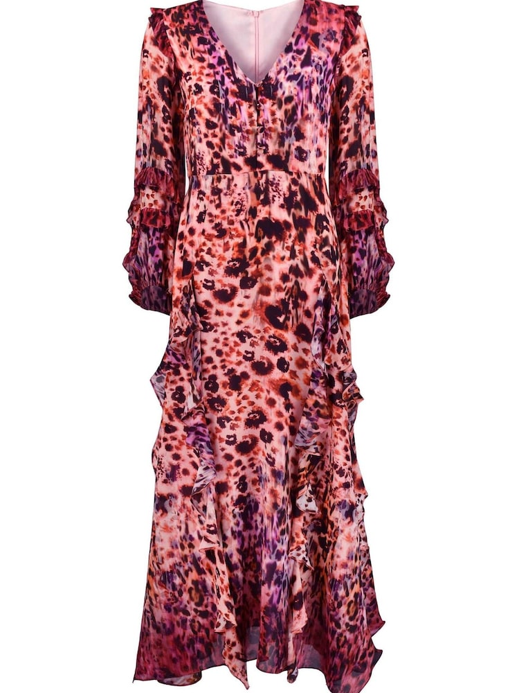 Ro&zo Florence Kleid mit Rüschen und Animalprint, Pink - Bild 4 von 4 Ro&zo Florence Kleid mit Rüschen und Animalprint, Pink - Bild 4 von 4