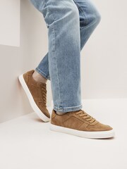 Tan Brown Suede Low Trainers - Image 1 of 6