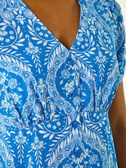 Roman Daisy Print V-Neck Tea Dress - 圖片 5/5