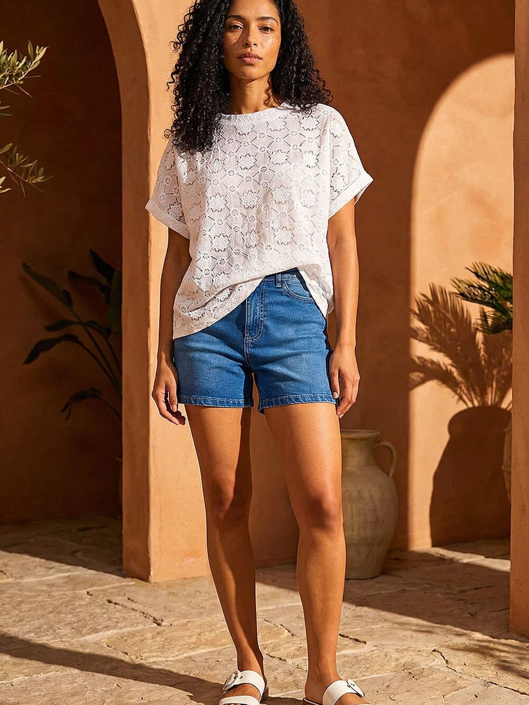 Buy Roman White Textured Boxy T-Shirt from Next Romania