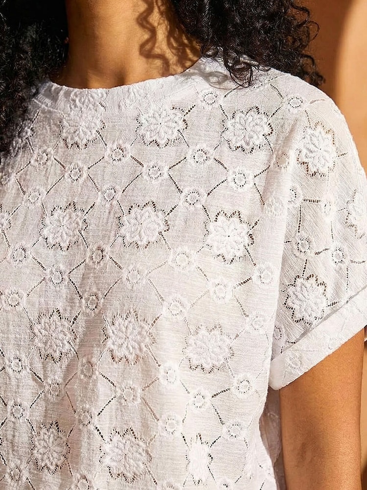 Roman White Textured Boxy T-Shirt - Image 4 of 4