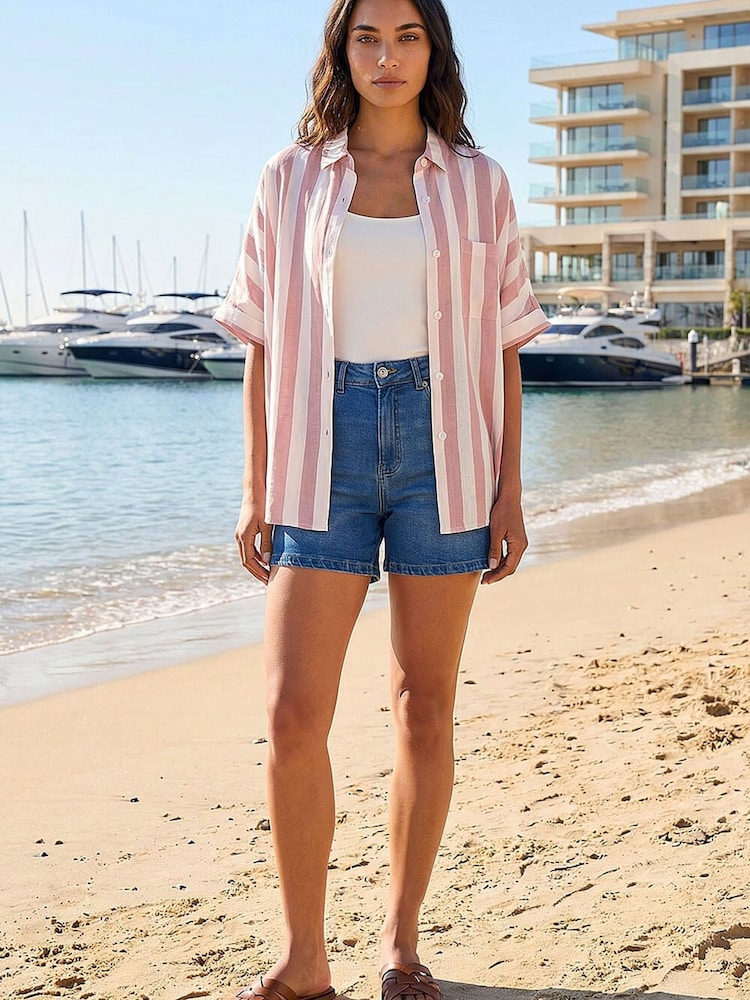 Roman Pink Stripe Print Buttoned Shirt - Image 2 of 4