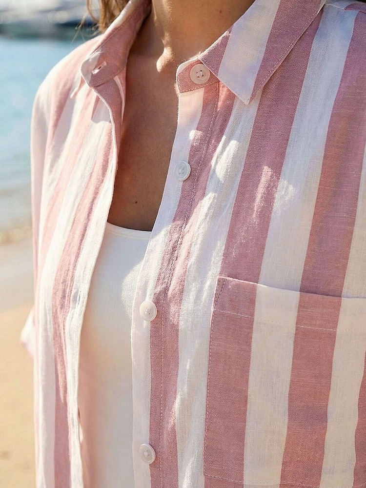Roman Pink Stripe Print Buttoned Shirt - Image 4 of 4
