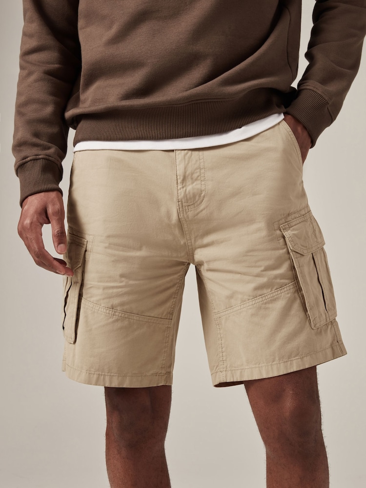 Stone Natural 100% Cotton Cargo Shorts - Image 1 of 9