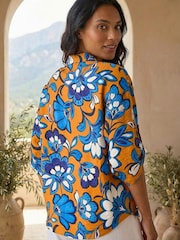 Roman Orange Floral Button Up Shirt - Image 2 of 4