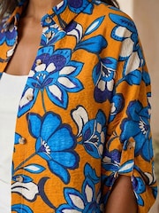 Roman Orange Floral Button Up Shirt - Image 4 of 4