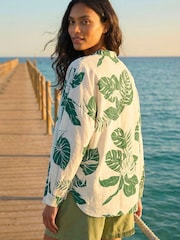 Roman Green Tropical Palm Leaf Buttoned Shirt - Image 3 of 5