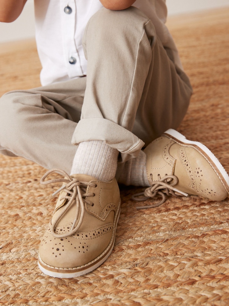 Stone Standard Fit (F) Leather Brogue Shoes - Image 1 of 8 Stone Standard Fit (F) Leather Brogue Shoes - Image 1 of 8