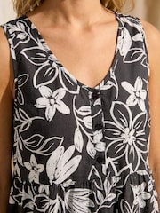 Roman Black Floral V-Neck Buttoned Top - Image 4 of 4
