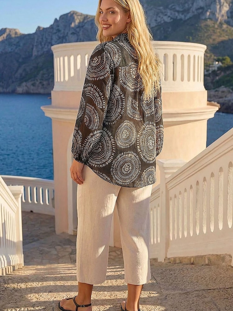 Roman Black Curve Abstract Print Woven Shirt - Image 2 of 4