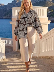 Roman Black Curve Abstract Print Woven Shirt - Image 3 of 4