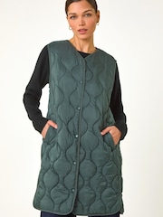 Roman καπιτονέ Gilet με κουμπιά χωρίς γιακά - Εικόνα 3 από 5