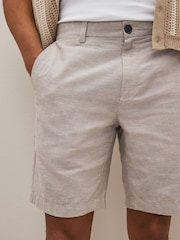 Stone Linen Blend Chino Shorts - Image 4 of 8