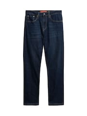 Синий - Хлопковые джинсы узкого кроя прямого кроя Superdry - Изображение 7 из 9