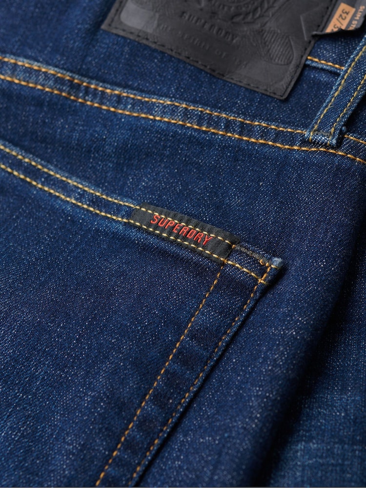Синий - Хлопковые джинсы узкого кроя прямого кроя Superdry - Изображение 9 из 9