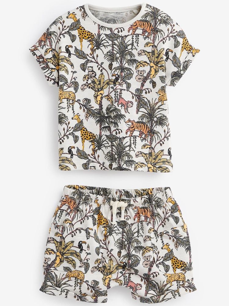 Sage Green Safari Baby T-Shirts And Shorts 6 Piece Set - Image 2 of 4