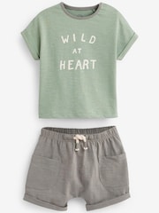 Sage Green Safari Baby T-Shirts And Shorts 6 Piece Set - Image 4 of 4