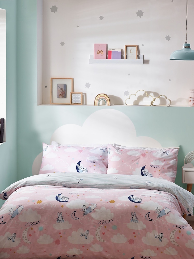 Peter Rabbit™ Pink Sleepy Head Timeless Printed Duvet Cover and Pillowcase Set - Image 2 of 4