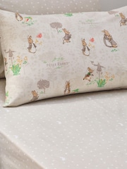 Peter Rabbit™ Natural Beige Classic Watercolour Printed 100% Cotton Fitted Sheet - Image 1 of 1