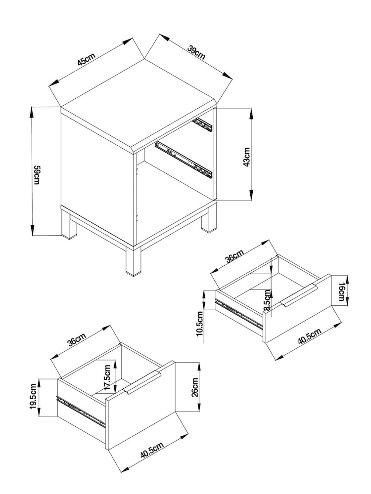 Dark Bronx Oak Effect 2 Drawer Bedside Table - Image 5 of 5 Dark Bronx Oak Effect 2 Drawer Bedside Table - Image 5 of 5