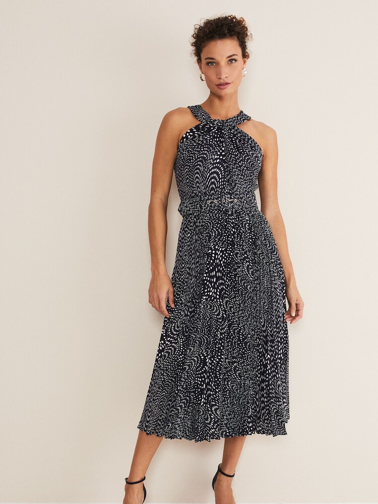 Phase Eight Blue Elsie Spot Dress - Image 2 of 5 Phase Eight Blue Elsie Spot Dress - Image 2 of 5