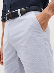 Blue Stripe Belted Chino Shorts with Stretch - Image 4 of 8