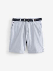 Blue Stripe Belted Chino Shorts with Stretch - Image 6 of 8