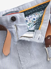 Blue Stripe Belted Chino Shorts with Stretch - Image 7 of 8
