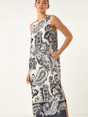 Roman Black Paisley Print A-Line Midi Dress - Image 3 of 5