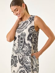 Roman Black Paisley Print A-Line Midi Dress - Image 4 of 5
