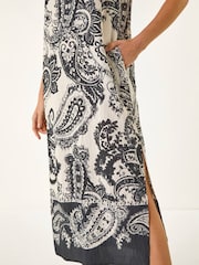 Roman Black Paisley Print A-Line Midi Dress - Image 5 of 5