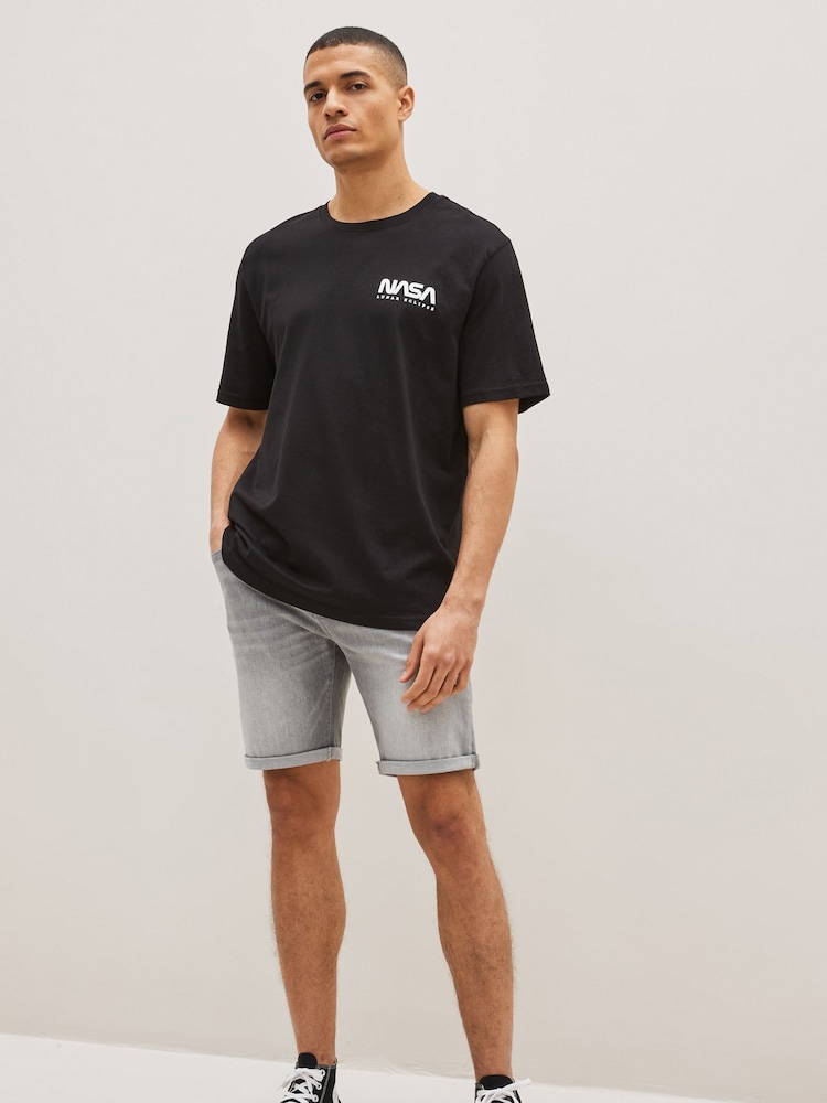 Black/Light Grey 2 Pack 2 Pack Stretch Denim Shorts - Image 10 of 10