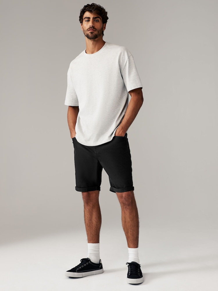 Black/Light Grey 2 Pack 2 Pack Stretch Denim Shorts - Image 4 of 10