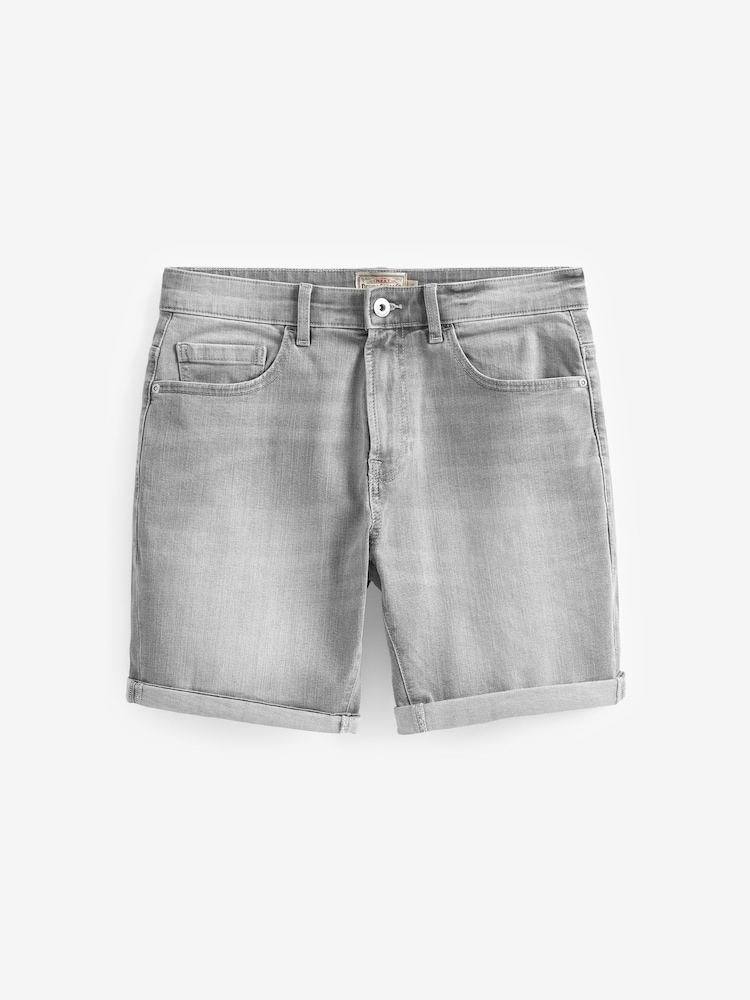 Black/Light Grey 2 Pack 2 Pack Stretch Denim Shorts - Image 8 of 10