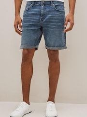 Megleno modra - Raztegljive denim kratke hlače - Slika 1 iz 5