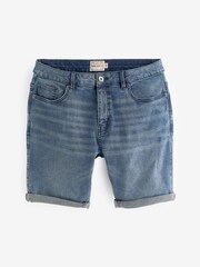 Megleno modra - Raztegljive denim kratke hlače - Slika 2 iz 5