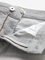 Light Grey Straight Stretch Denim Shorts - Image 3 of 5