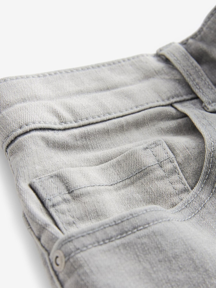 Light Grey Straight Stretch Denim Shorts - Image 4 of 5