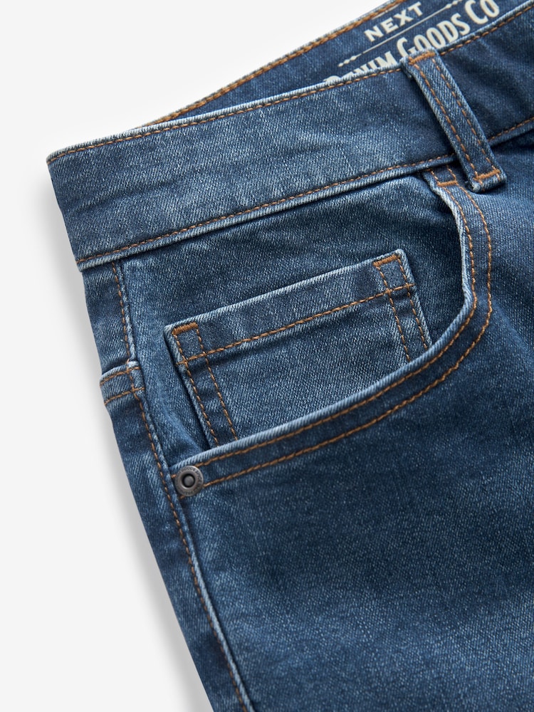 Mid Blue Slim Fit Stretch Denim Shorts - Image 7 of 9