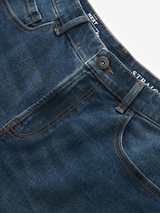 Srednje modra - Raven kroj - Raztegljive denim kratke hlače - Slika 6 iz 9