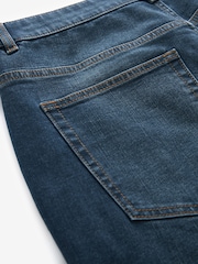 Srednje modra - Raven kroj - Raztegljive denim kratke hlače - Slika 8 iz 9