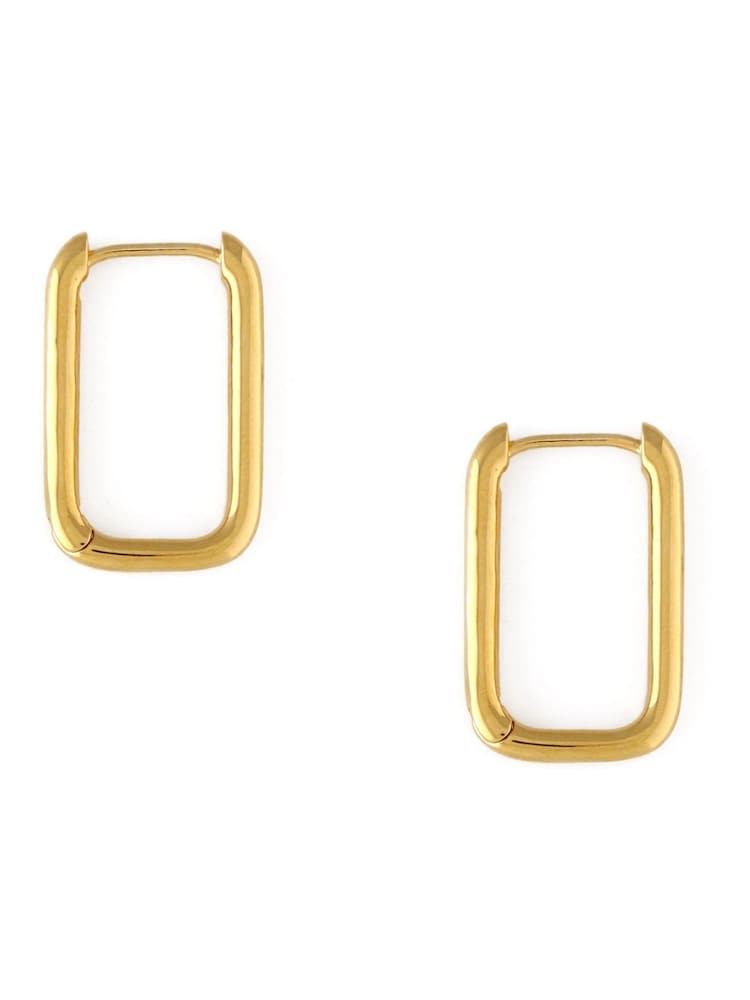 Orelia London Gold Plated Clean Metal Squoval Hoop Earrings - Image 1 of 4