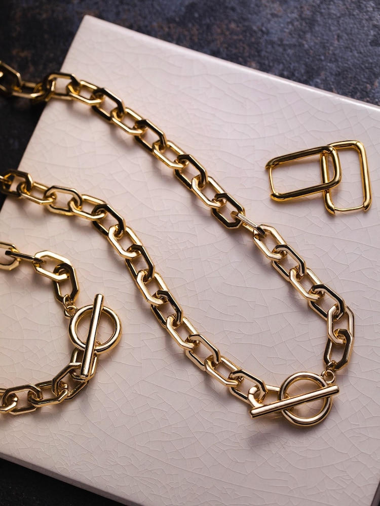 Orelia London Gold Plated Clean Metal Squoval Hoop Earrings - Image 2 of 4
