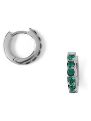 Orelia London Emerald Huggie Hoop Earrings Made With Swarovski® Crystals - Image 1 of 2